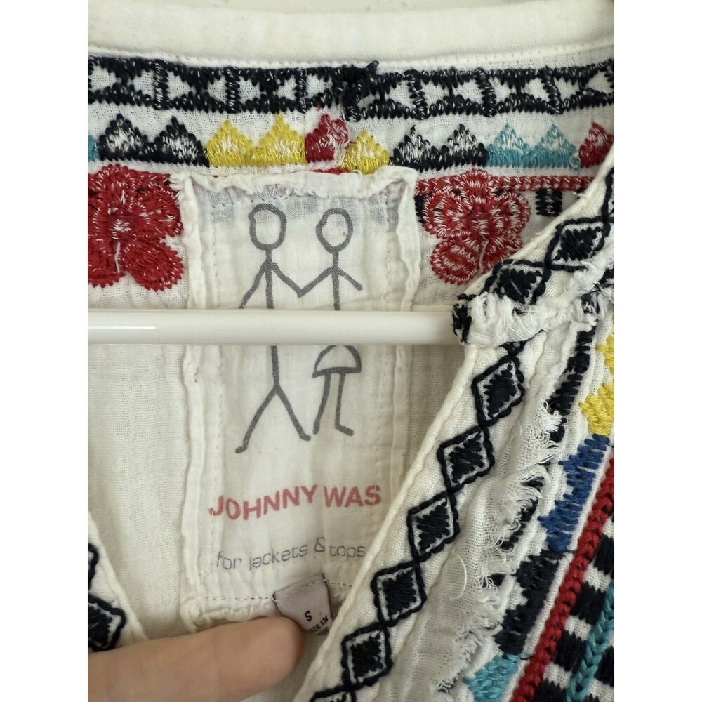 Johnny Was Embroidered Tunic Top Cotton Belvedere Gauze Boho Indie Hippie Summer - Picture 9 of 9